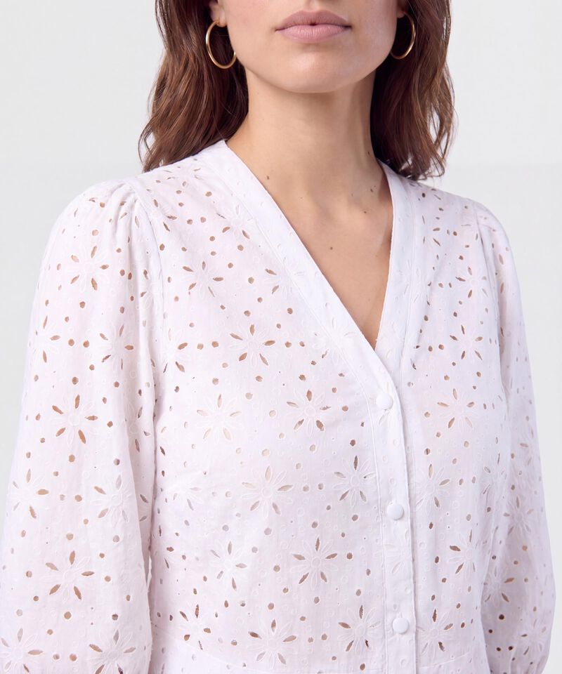 Vestido Corto Bordado Unicolor Para Mujer