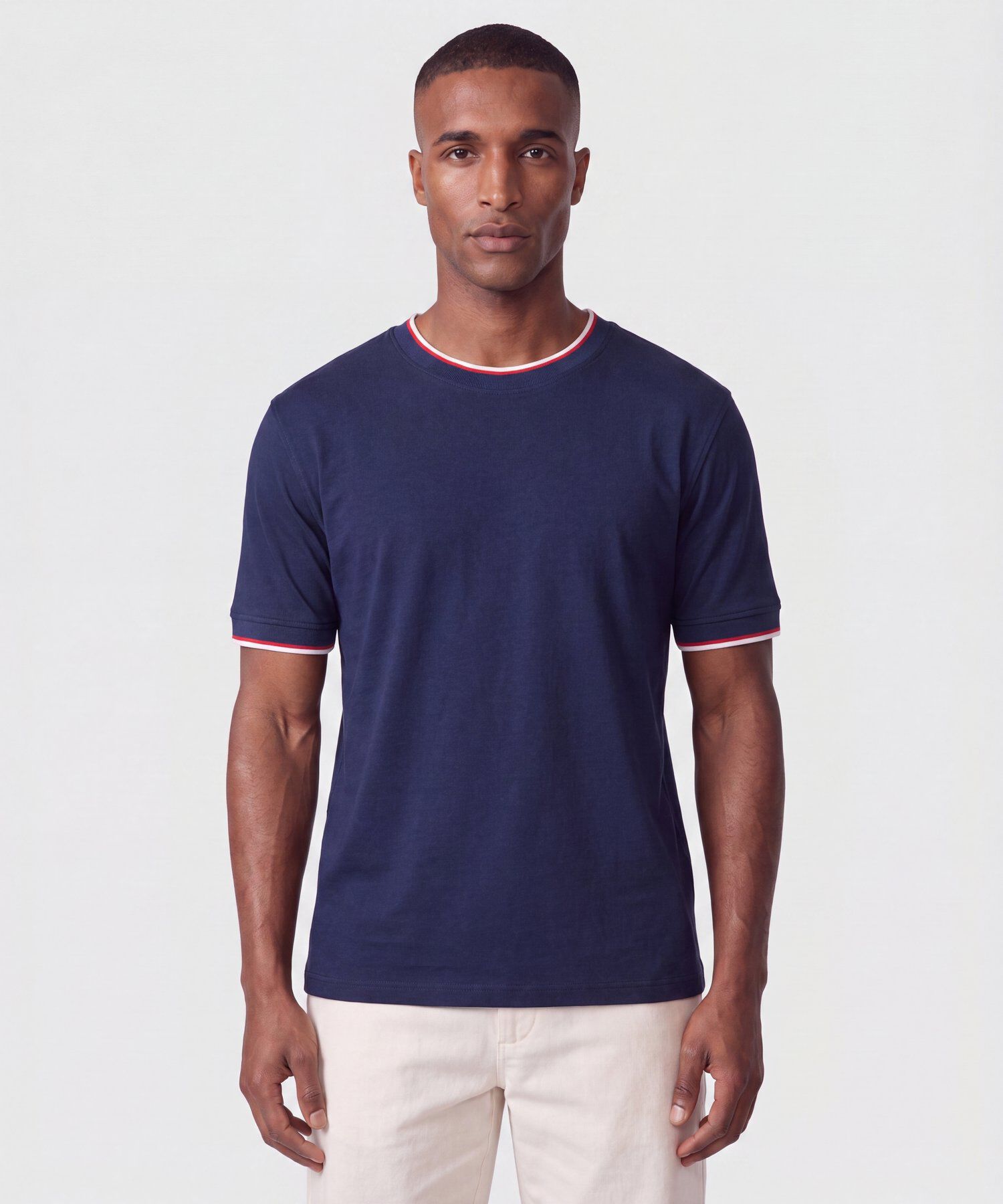 Camiseta Cuello Redondo Contrastado Hombre