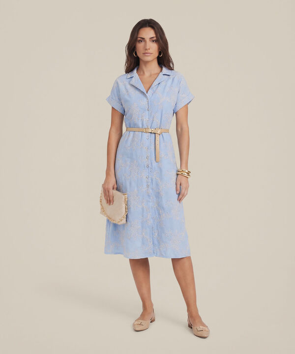 Vestido Camisero con Bordado para Mujer image number null
