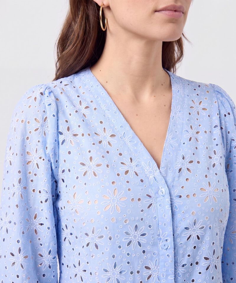Vestido Corto Bordado Unicolor Para Mujer