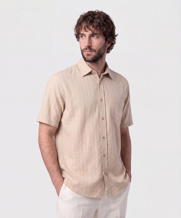 Camisa Manga Corta Texturizada Para Hombre image number null