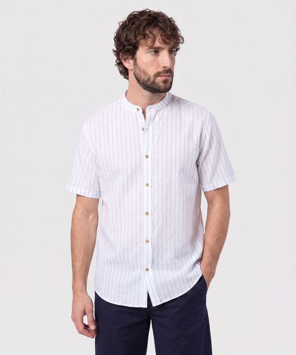 Camisa Manga Corta Cuello Mao Para Hombre image number null
