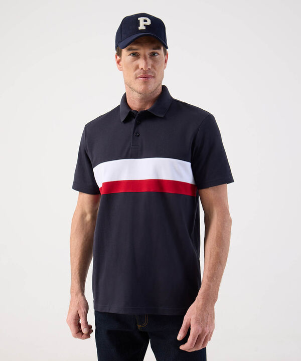 Polo Deportivo de Algod&oacute;n con Banda Horizontal Para Hombre image number null