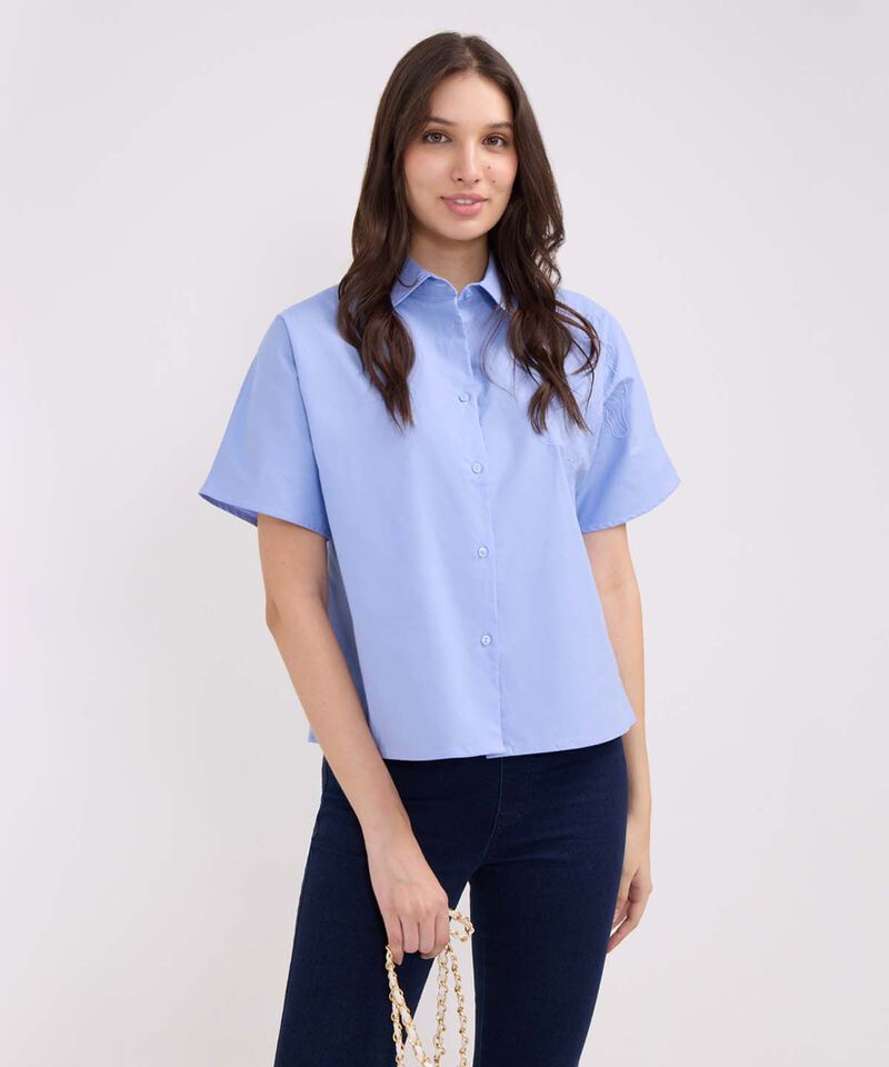 Camisa Bordada,  Manga Corta