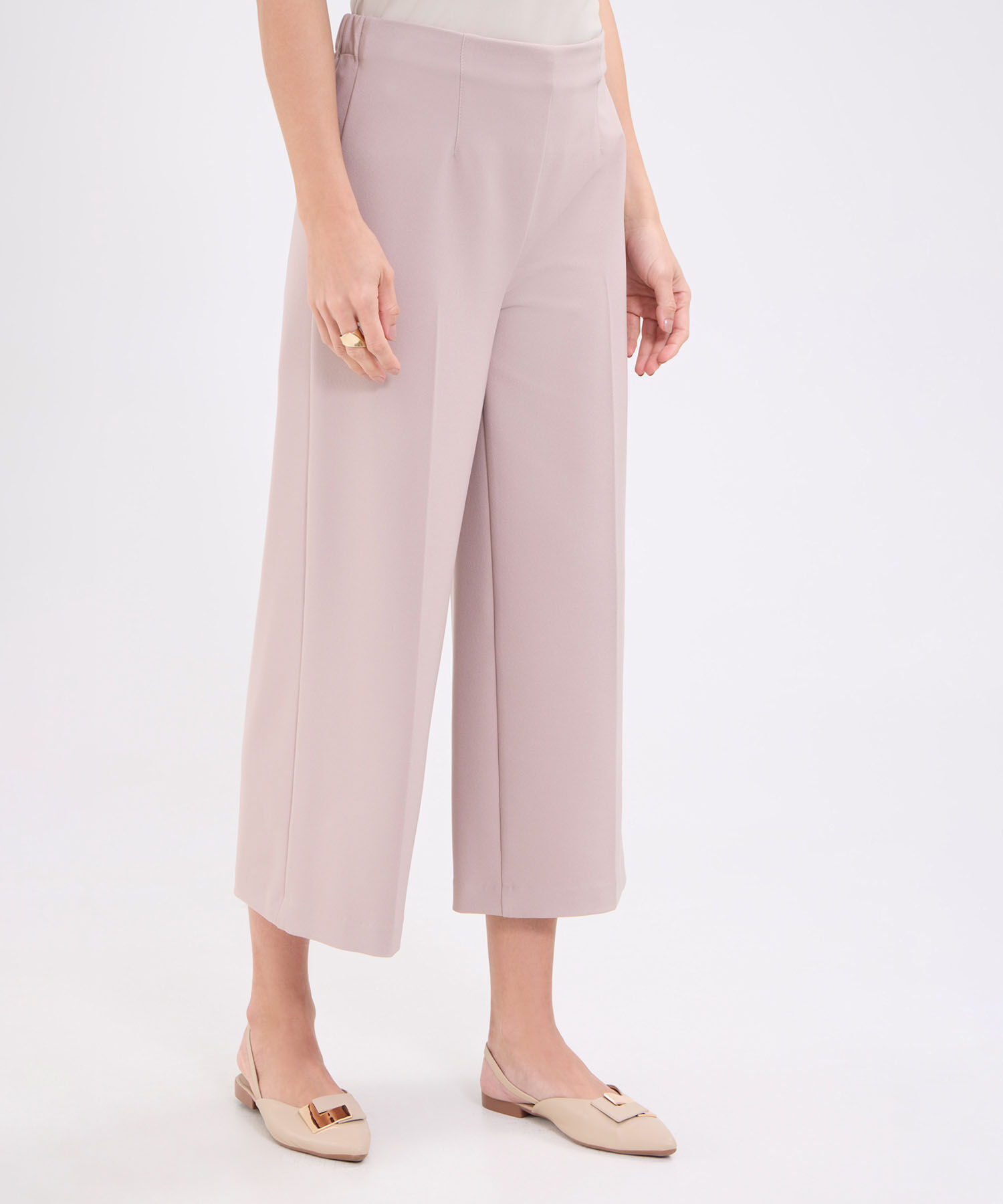 Pantalon culotte unicolor para mujer