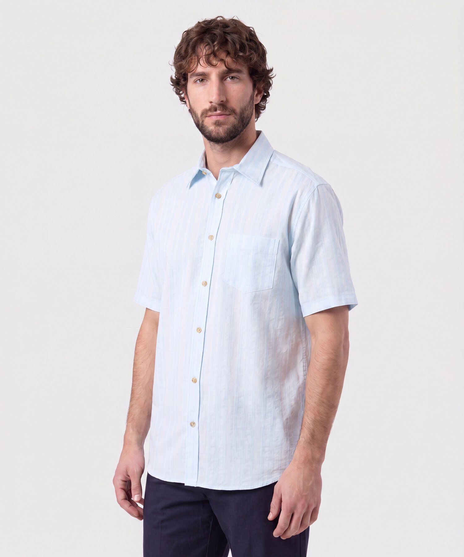 Camisa Manga Corta Texturizada Para Hombre