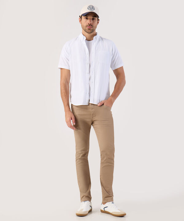 Camisa Unicolor Con Bolsillo Para Hombre