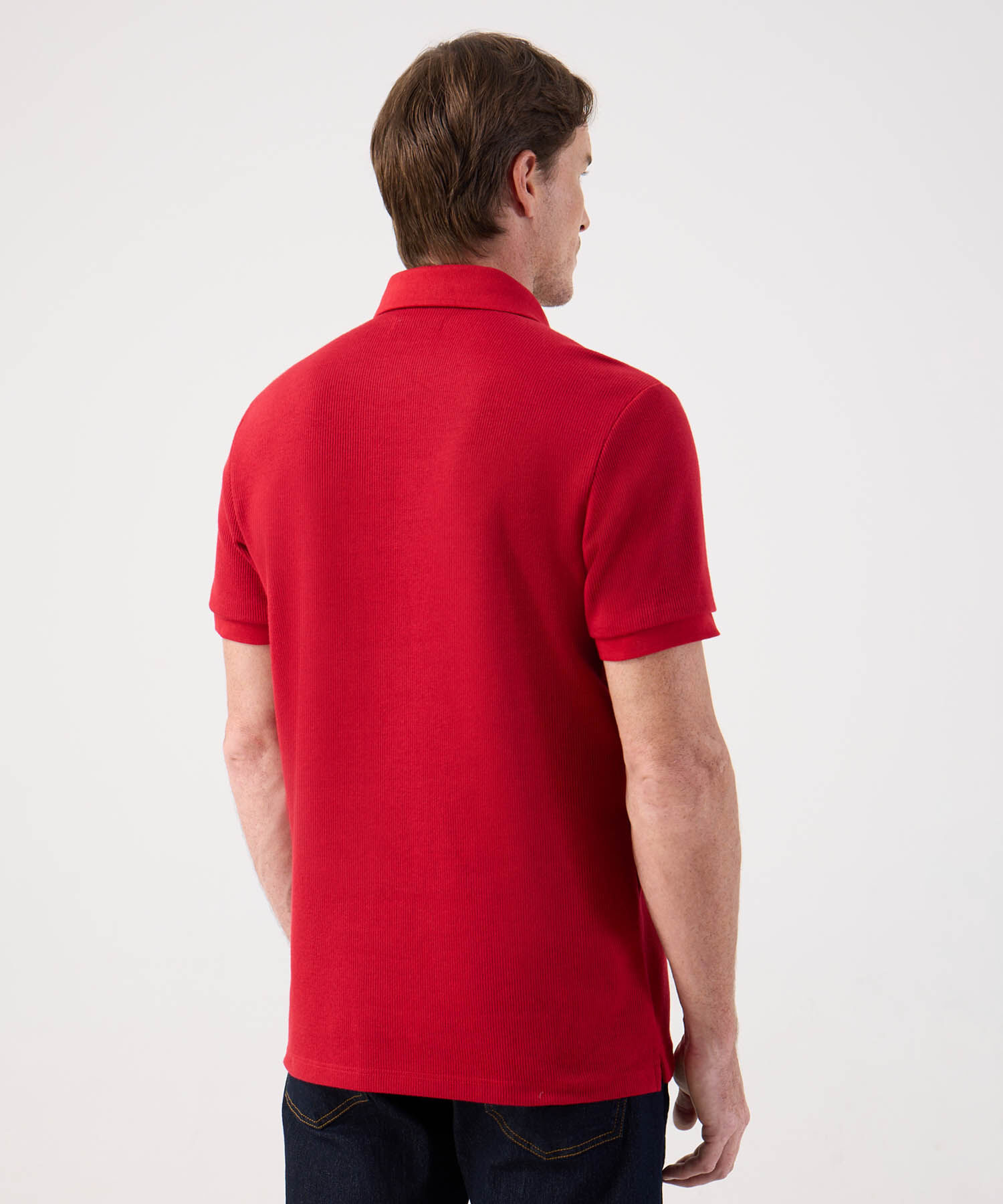 Polo Cl&aacute;sico de Manga Corta Textura Acanalada Para Hombre