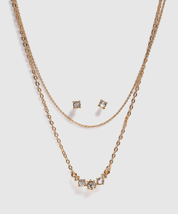 Set De Collar Doble Y Topos Con Cristales image number null