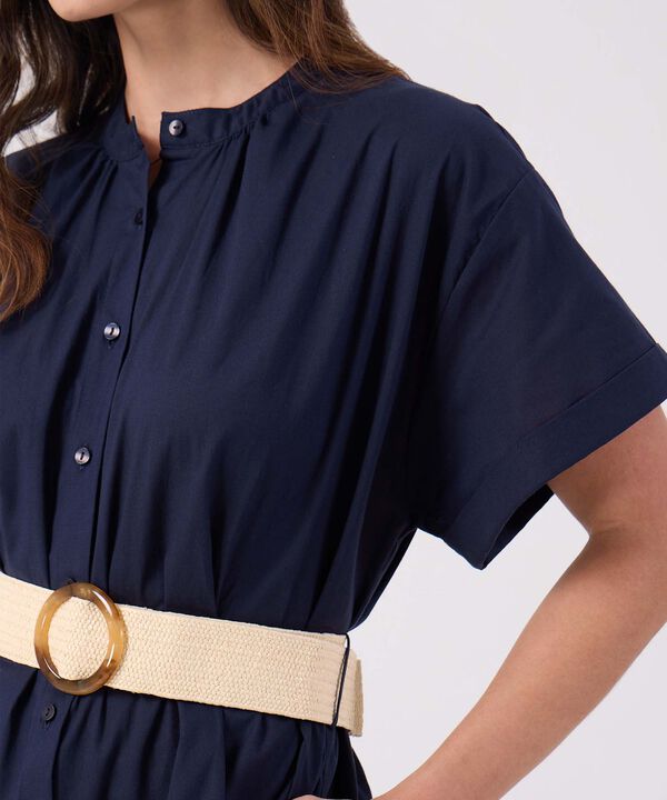 Vestido Unicolor Con Cinturon 