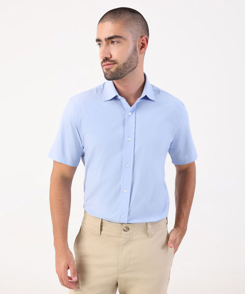 Camisa Formal Manga Corta Para Hombre, AzulClaro, hi-res