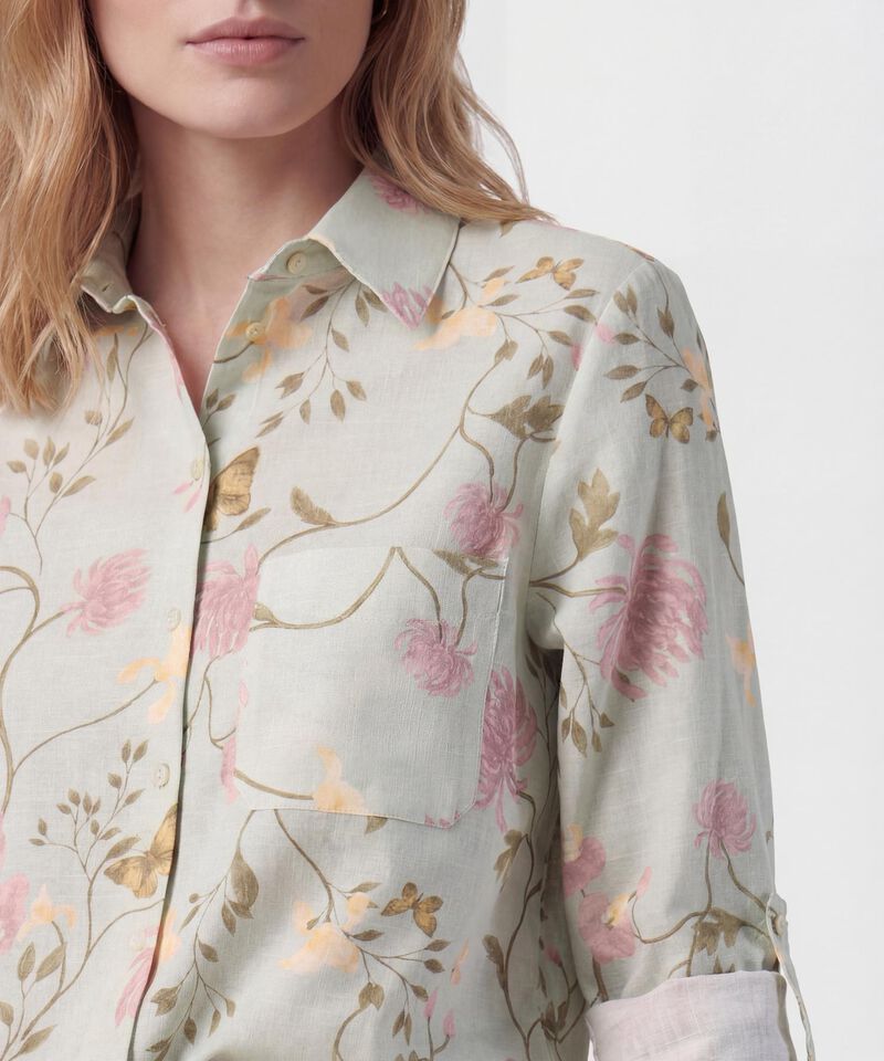 Camisa Estampada Con Charretera Para Mujer