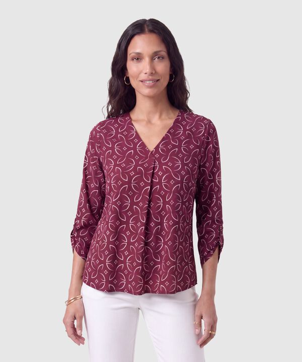 Blusa Manga 3/4 Con Pliegue Para Mujer image number null