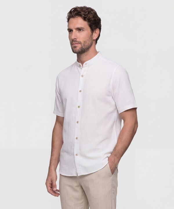Camisa Hombre Manga Corta Cuello Mao image number null