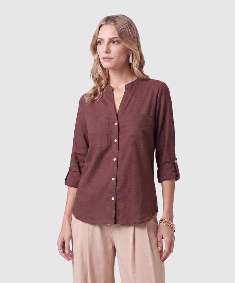 Blusa Con Bolsillos Frontales Para Mujer