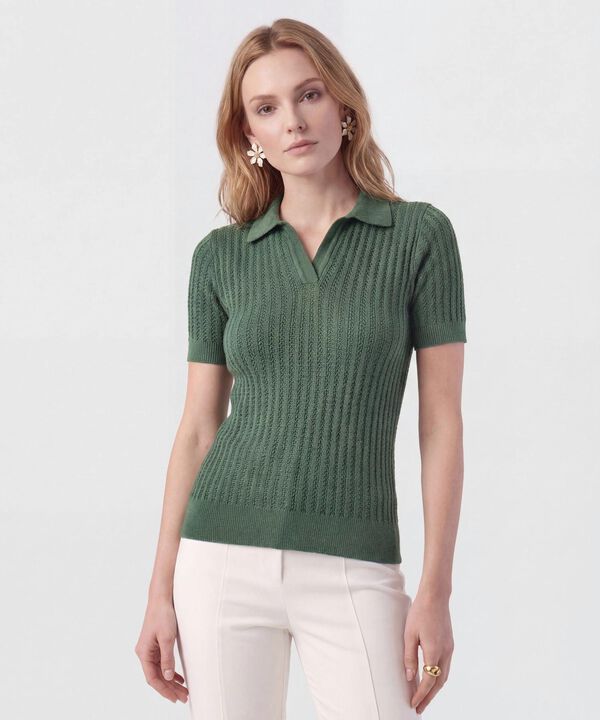 Polo Punto Calado Manga Corta Para Mujer image number null