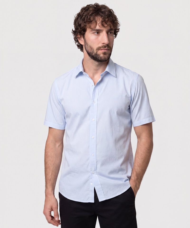 Camisa Manga Corta Con Microtextura Hombre