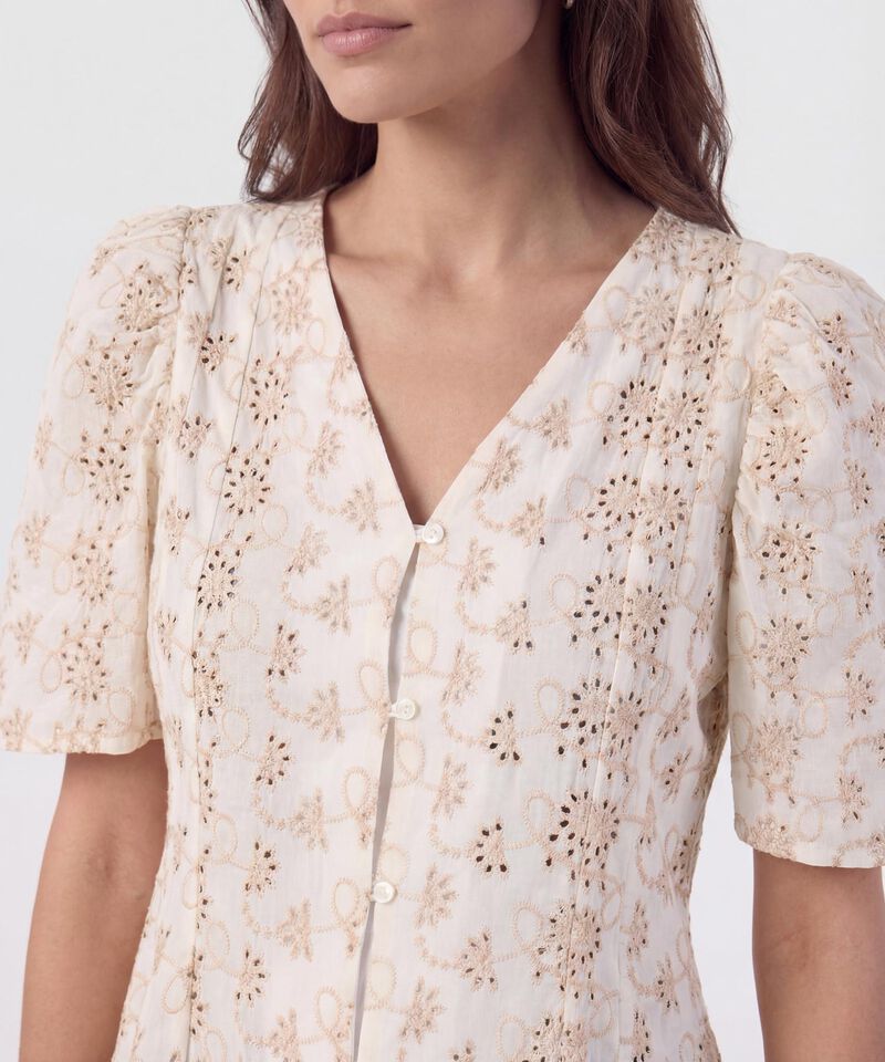 Blusa Con Bordado Suizo Para Mujer
