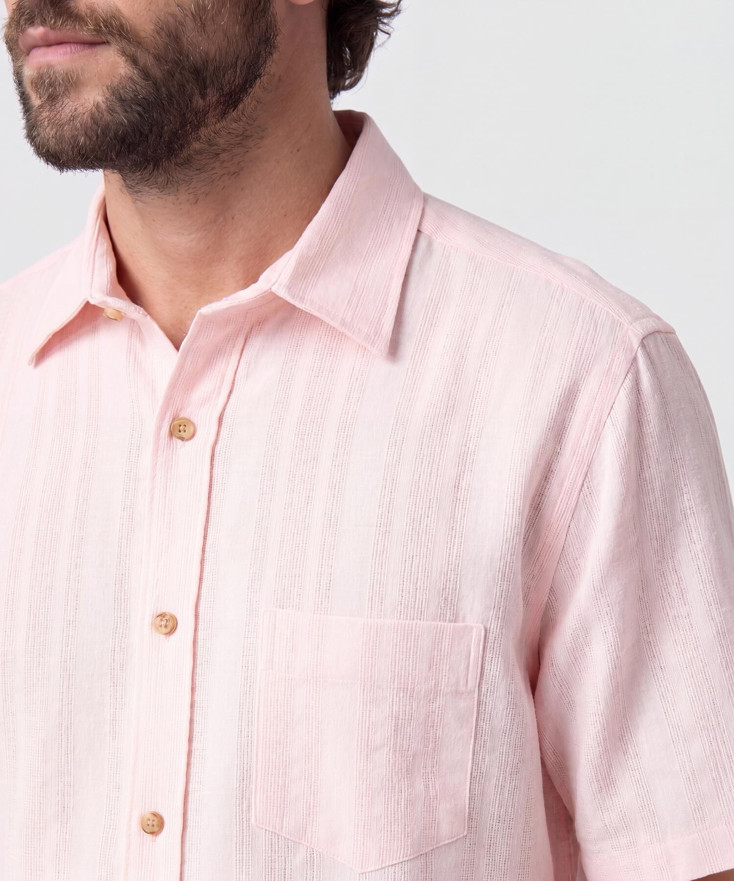 Camisa Manga Corta Texturizada Para Hombre