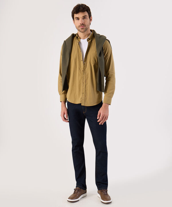 Camisa Manga Larga Con Bolsillo Para Hombre