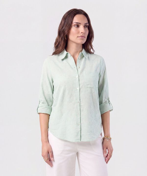 Camisa Texturizada con Manga Larga para Mujer image number null