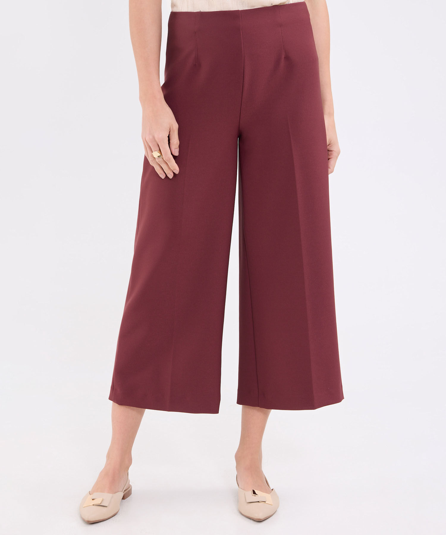 Pantalon culotte unicolor para mujer