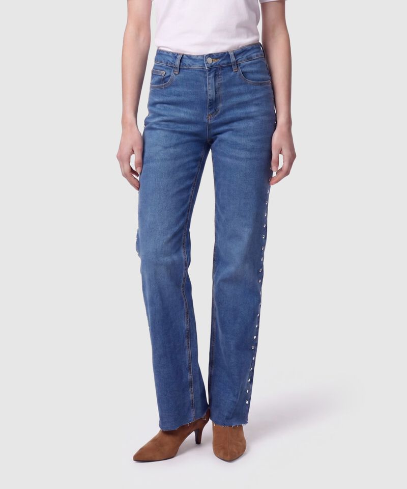 Jeans Para Mujer Con Apliques Laterales