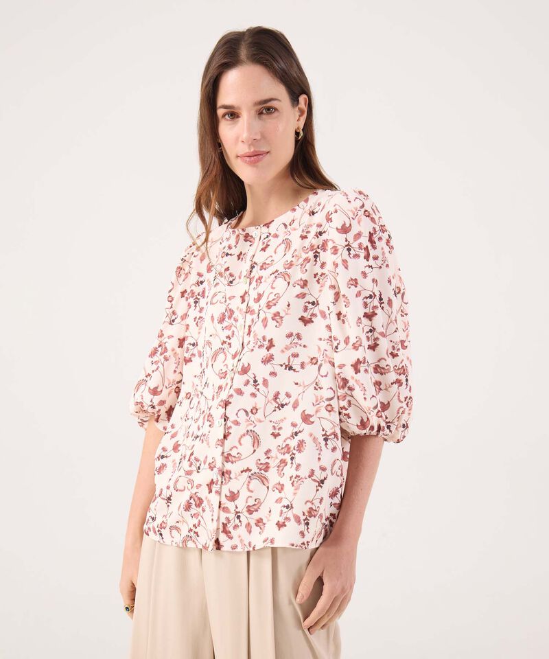 Blusa Con Estampado Y Botonadura 