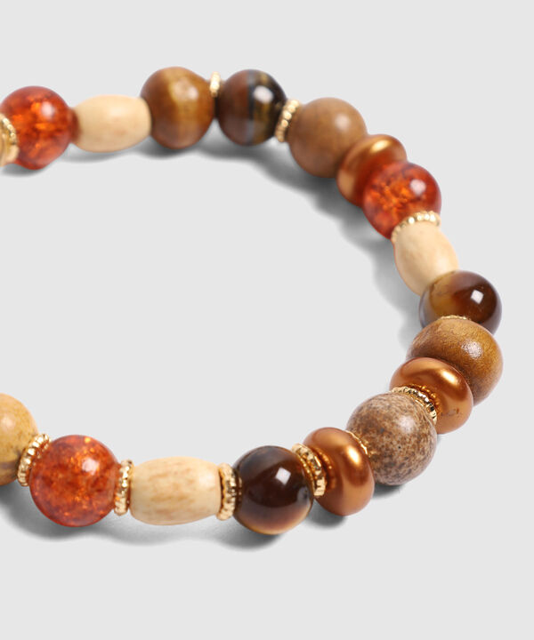 Pulsera El&aacute;stica De Cuentas Org&aacute;nicas Mujer