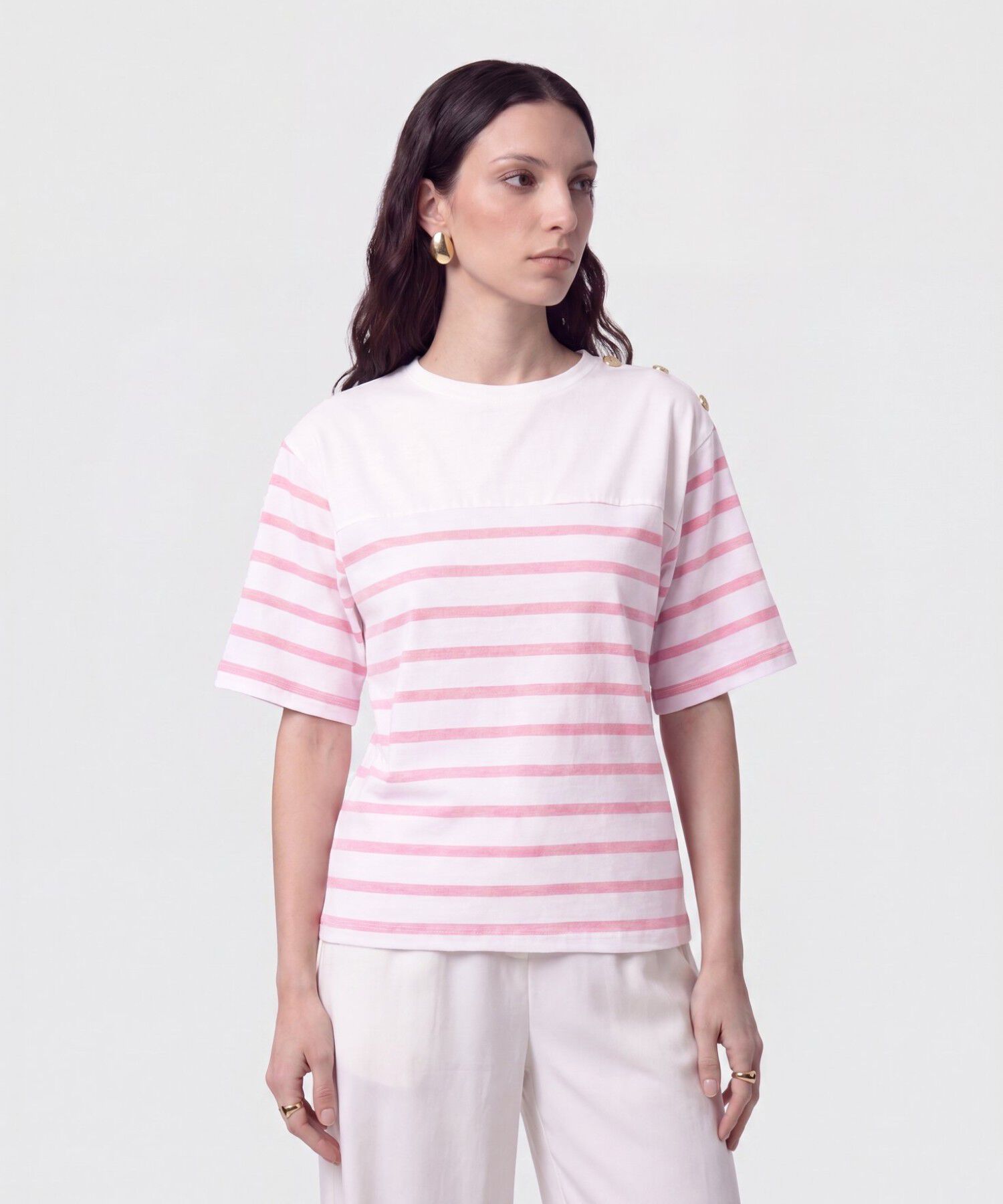 Blusa con Botones en Hombro para Mujer