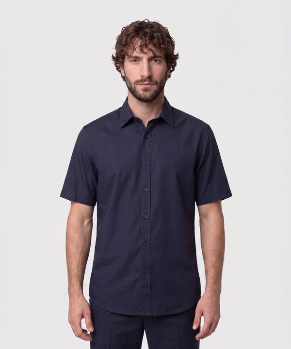 Camisa Manga Corta Unicolor Para Hombre image number null
