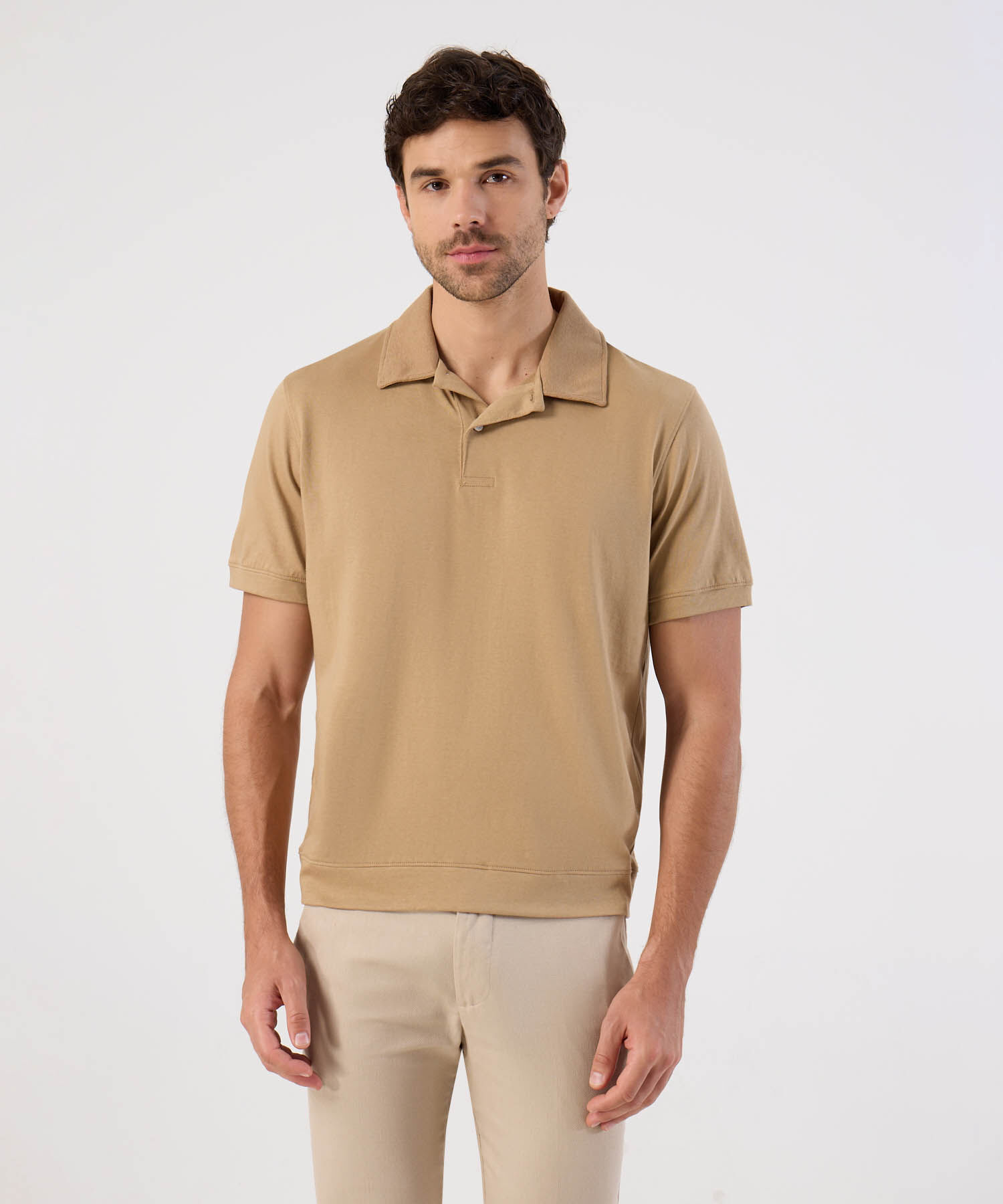 Polo Cl&aacute;sica Con Ruedo Ajustado Para Hombre