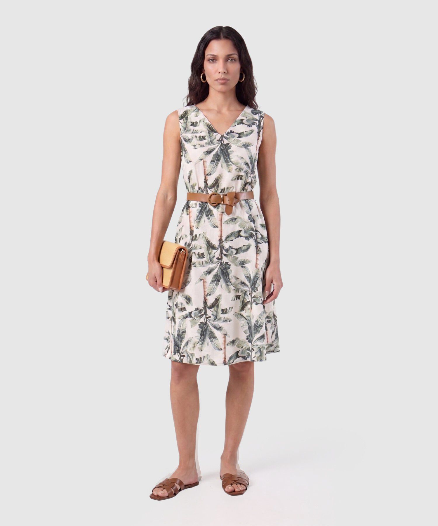 Vestido Corto Estampado Con Cintur&oacute;n Para Mujer