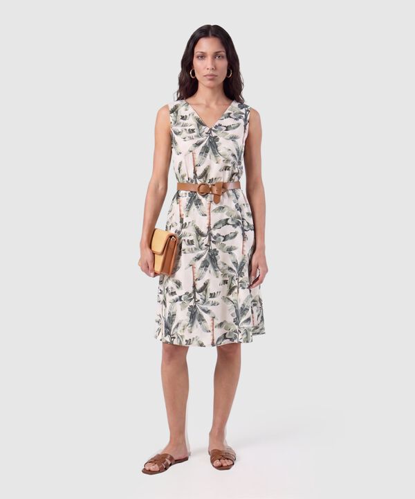 Vestido Corto Estampado Con Cintur&oacute;n Para Mujer image number null