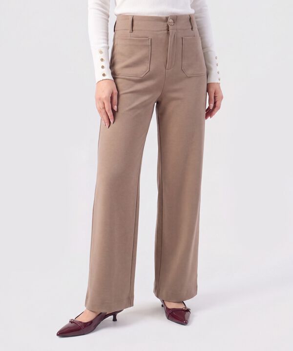 Pantal&oacute;n Recto Con Bolsillos Parche Mujer image number null