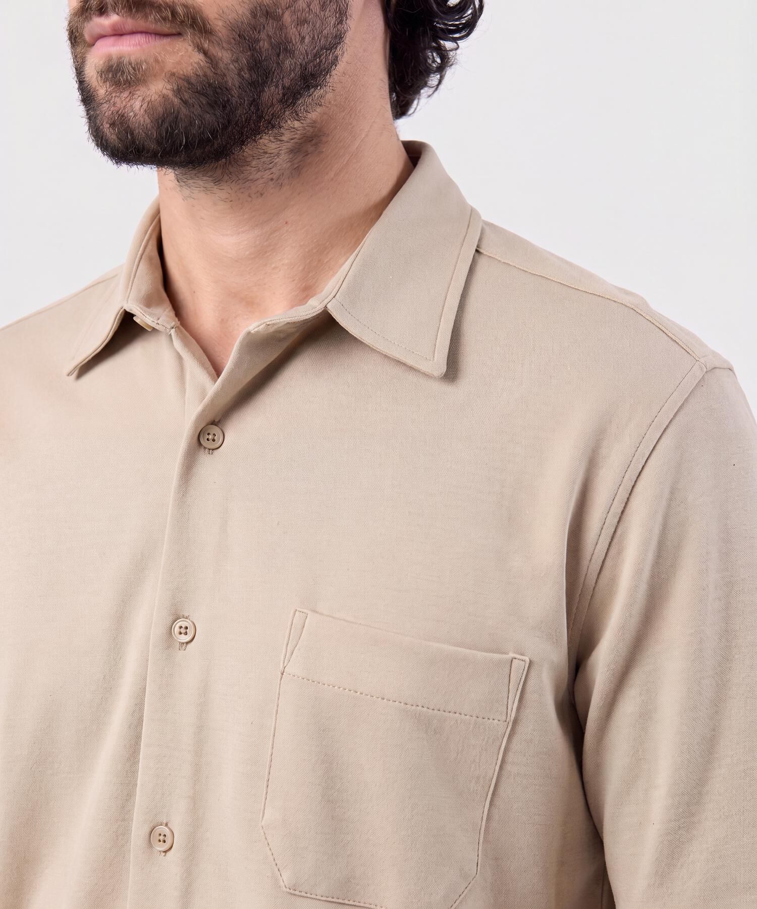 Camisa Manga Corta Con Bolsillo Para Hombre