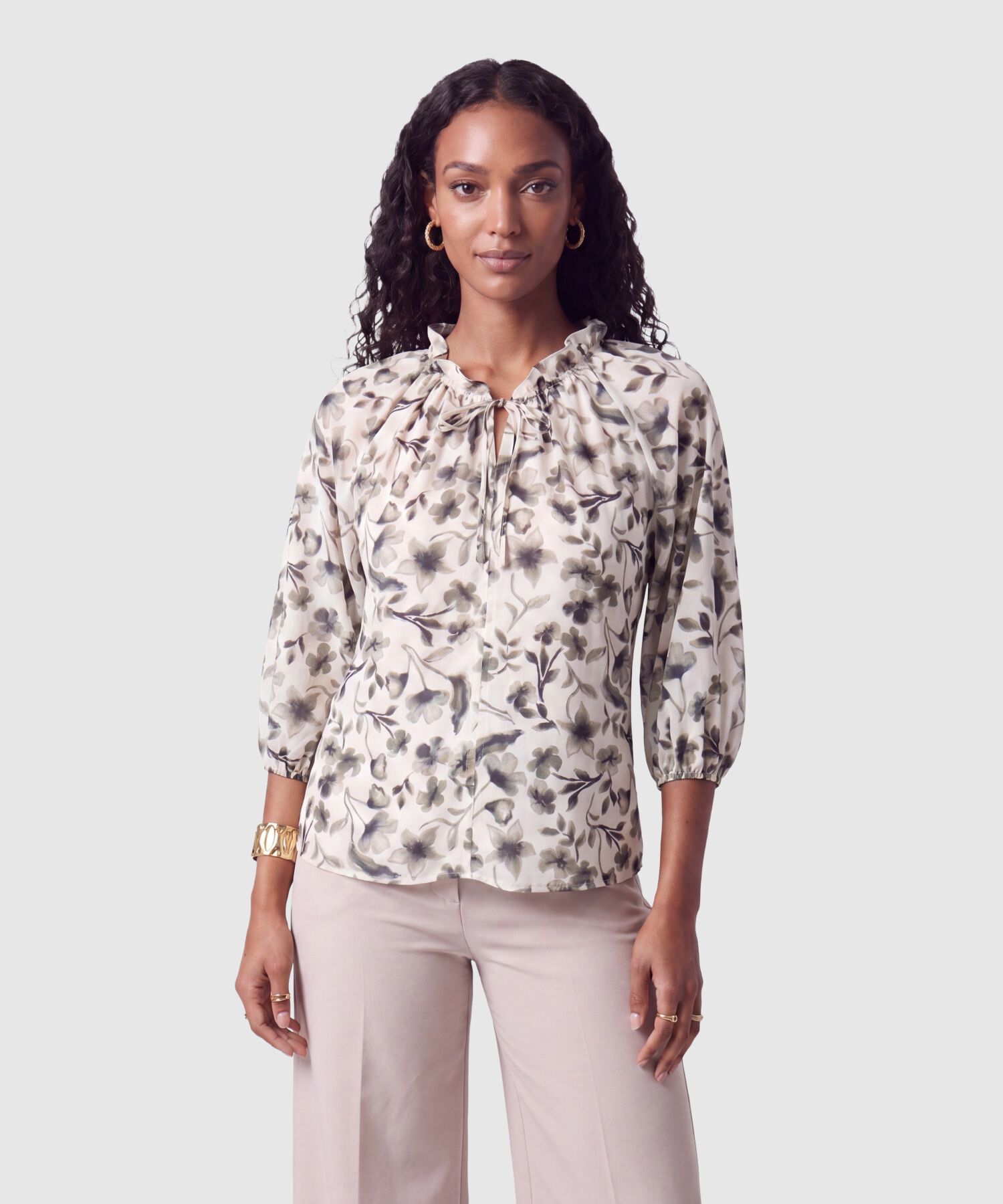 Blusa Con Estampado Y Escote En V Mujer
