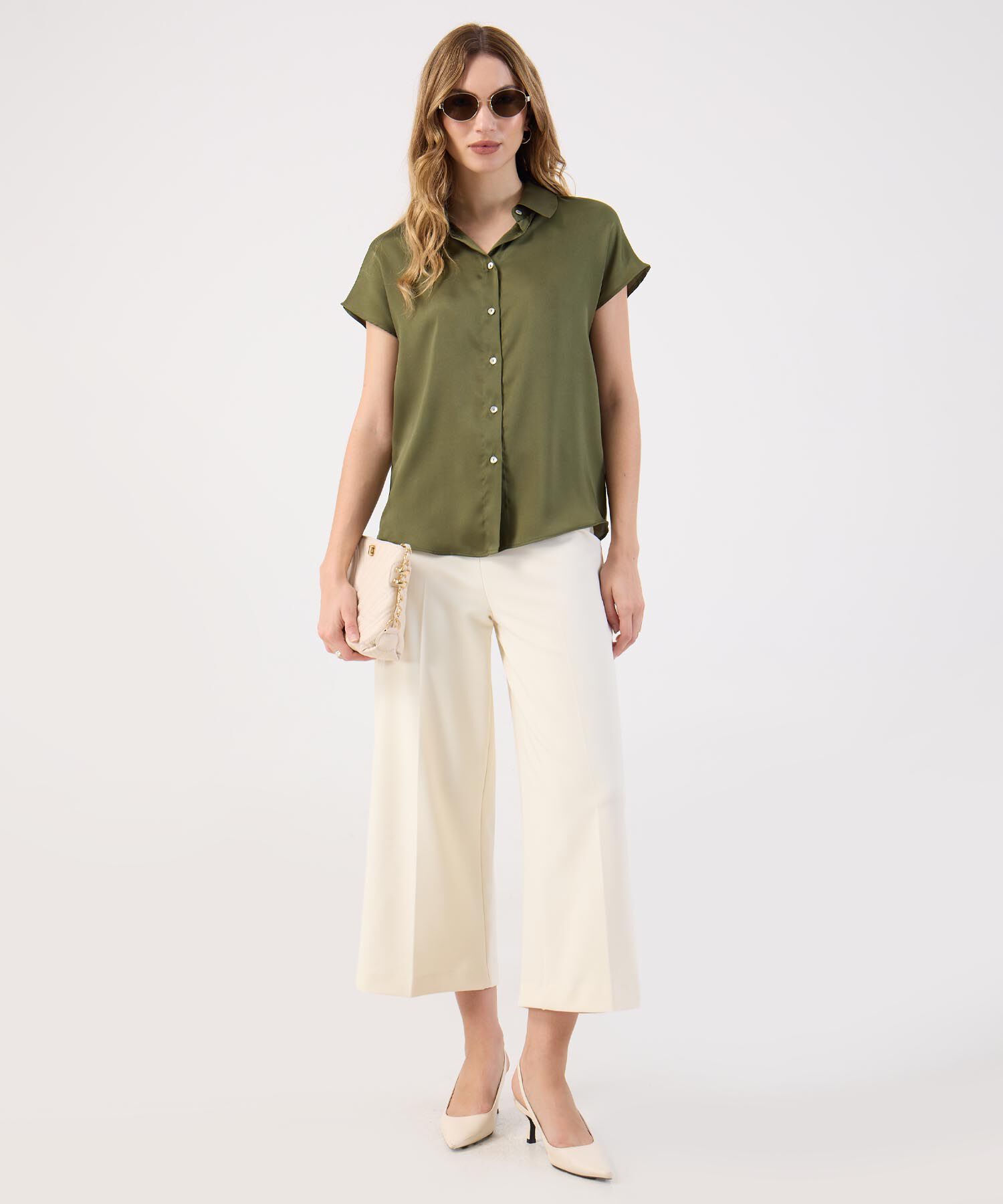 Blusa Verde Manga Corta Mujer