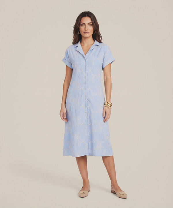 Vestido Camisero con Bordado para Mujer