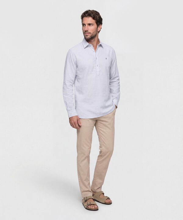 Camisa De Rayas Con Pechera Para Hombre