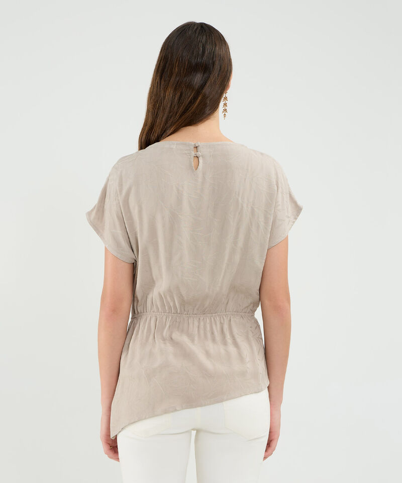Blusa Manga Corta Ruedo Asimetrico Para Mujer