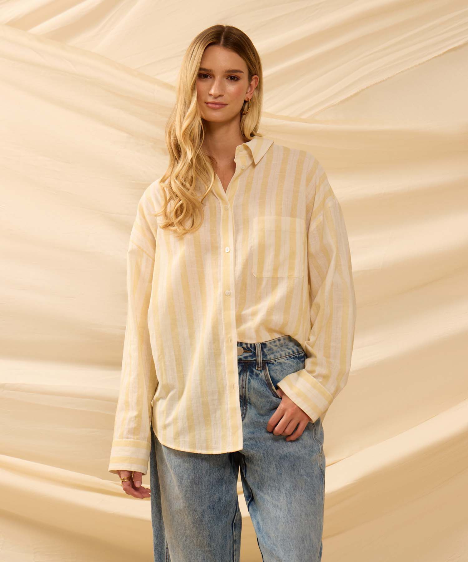 Camisa Oversize De Hombro Ca&iacute;do Para Mujer