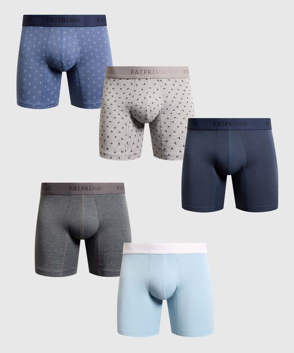 Set x5 B&oacute;xers Largos Ergon&oacute;micos con Detalles para Hombre image number null