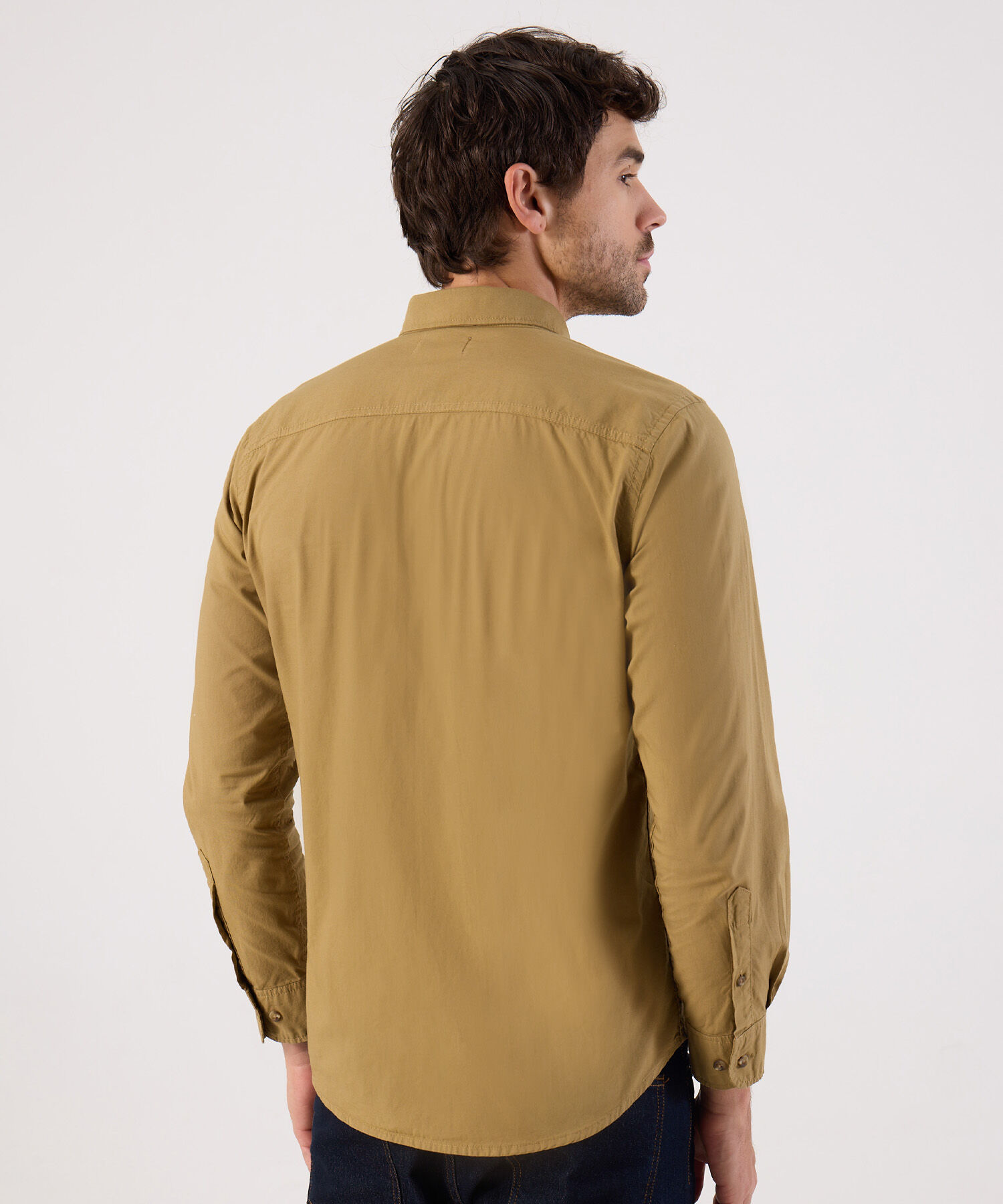 Camisa Manga Larga Con Bolsillo Para Hombre