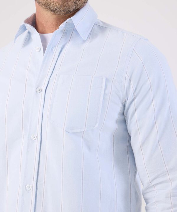 Camisa Manga Larga Con Bolsillo Para Hombre