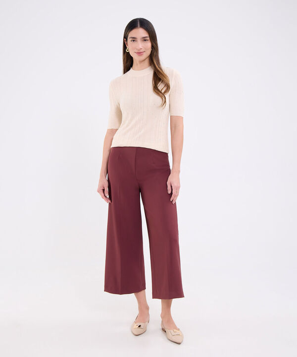 Pantalon culotte unicolor para mujer