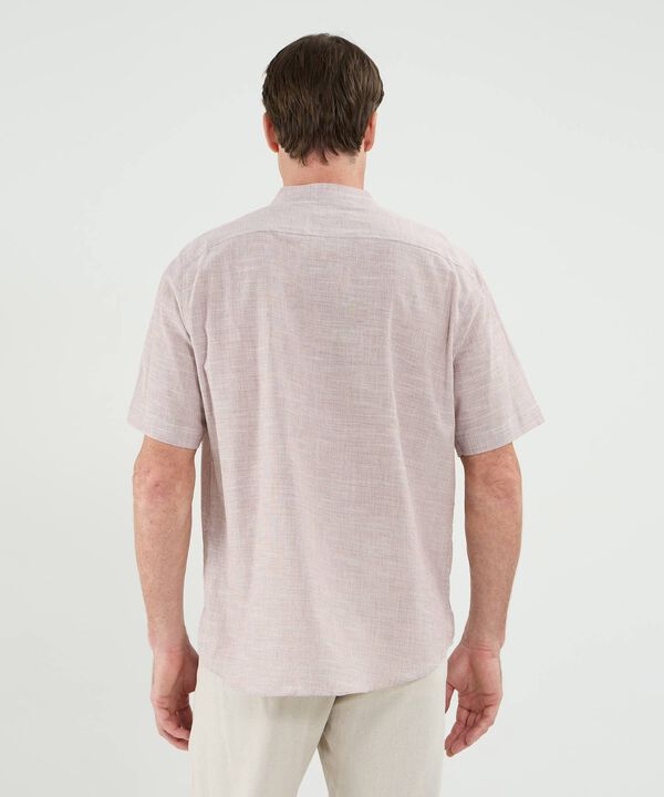 Camisa Manga Corta Cuello Neru Lino Para Hombre
