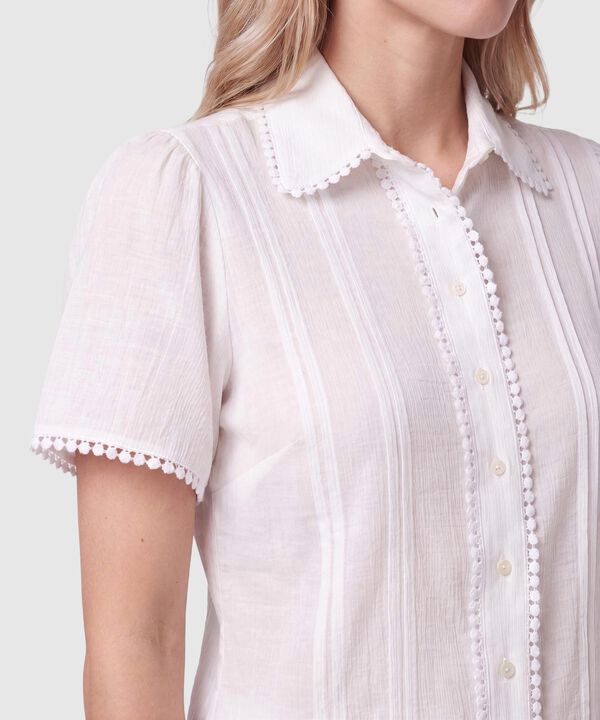 Camisa Manga Corta Con Detalle Mujer