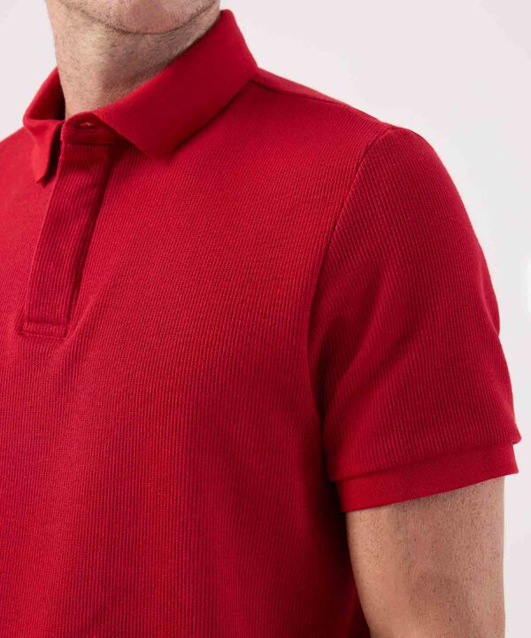 Polo Cl&aacute;sico de Manga Corta Textura Acanalada Para Hombre
