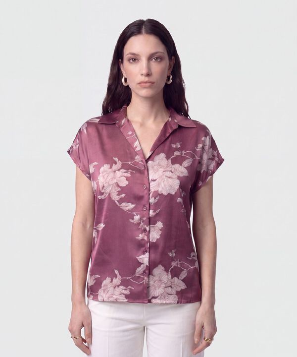 Camisa Manga Corta Estampada Para Mujer image number null